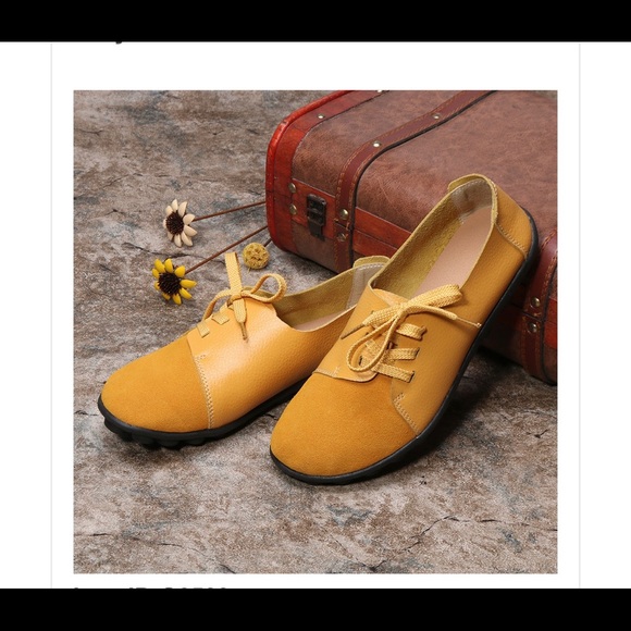 Shoes - Yellow Suede and Leather Lace Up Shoes